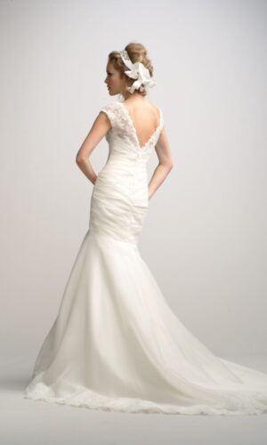 Watters Frederique - Watters Wedding Dress - Mermaid Dress - Lace Bridal Gown - Organza Bridal Gown - Wedding Dress with Cap Sleeves